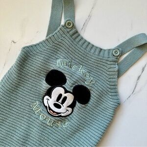 Disney Mickey Mouse Sage Knit Baby Overalls - 6-9M